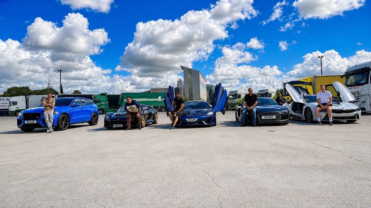 The crew with their cars