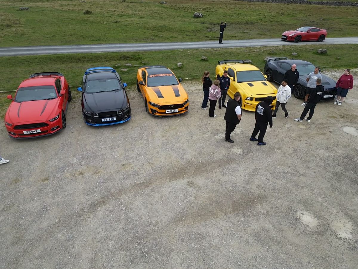 Line of cars from above