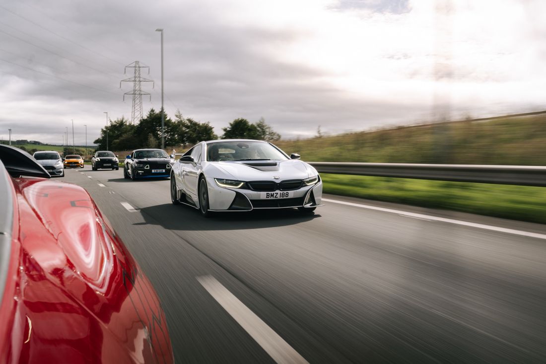 BMW i8 leading the convoy